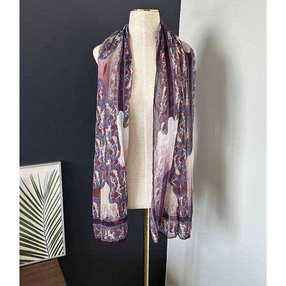 Brooks Brothers Deer Floral 100% Silk Scarf Rectangular Made in Italy Rare - Picture 2 of 12